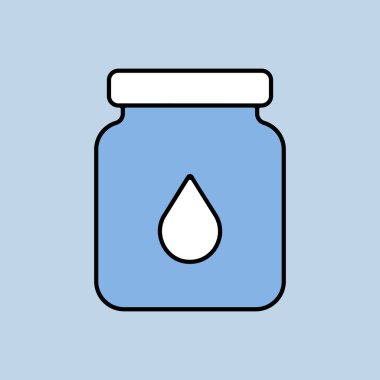 Süt vektör ikonlu cam kavanoz. Süt ürünleri tabelası. Yemek pişirme web sitesi ve uygulama tasarımı, logo, uygulama, UI için grafik sembolü