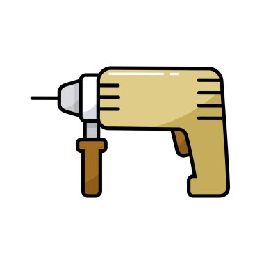 Elektrikli çekiç matkabı vektör düz simgesi. Sıkıcı ahşap ve metal ve tornavida işlevleri için ev aletleri. Perforatör vektör illüstrasyonu