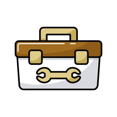 Araç kutusu vektör düz simgesi. İnşaat, onarım ve inşaat. Web sitenizin tasarımı için grafik sembolü, logo, uygulama, UI