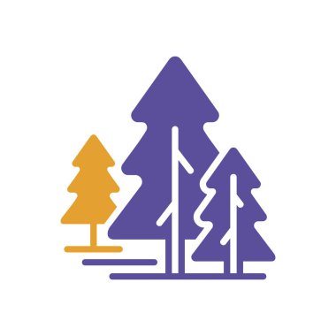 Kozalaklı orman taşıyıcı simgesi. Doğa işareti. Seyahat ve turizm web sitesi ve uygulama tasarımı, logo, uygulama, UI için grafik sembolü