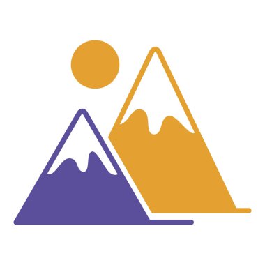 Dağlar katı ikonu temsil eder. Doğa işareti. Seyahat ve turizm web sitesi ve uygulama tasarımı, logo, uygulama, UI için grafik sembolü