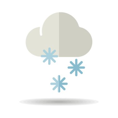 Kar vektörü izole edilmiş bir ikona sahip bulut. Kış işareti. Seyahat ve turizm web sitesi ve uygulama tasarımı, logo, uygulama, UI için grafik sembolü