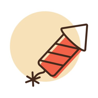 Ateşlemeye hazır, havai fişekli, neşeli bir roketin dinamik bir simgesi. Bu illüstrasyon, bir bayram veya özel bir etkinliğin heyecanını, kutlamalarını ve ruhunu aktarmak için mükemmeldir..