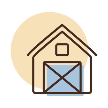 Köy ambarının basit bir sanat simgesi. Bu klasik çiftlik ve hasat sembolü tarım, kırsal ve ülke temalı tasarımlar için mükemmeldir..