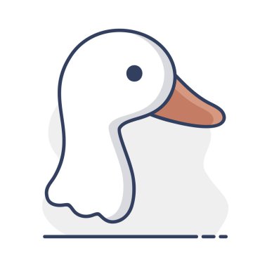 Bir ördek veya kaz kafasının minimalist düz tasarım vektör simgesi, tavuk çiftlikleri, gıda logoları veya hayvan teması için mükemmel.