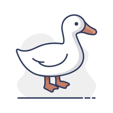 Bir ördek veya kazın minimalist düz tasarım vektör simgesi, kümes hayvanları tarım logoları veya gıda ve tarım temaları için uygundur.