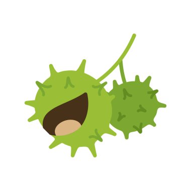 Dikenli kabuklarında basit bir kestane çizgisi ikonu. Bu illüstrasyon doğa, orman ve sonbahar hasat temaları için mükemmeldir..