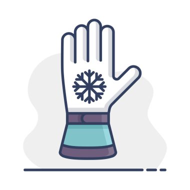 Kış kayak eldivenleri vektör ikonu izole. Kış işareti. Seyahat ve turizm web sitesi ve uygulama tasarımı, logo, uygulama, UI için grafik sembolü