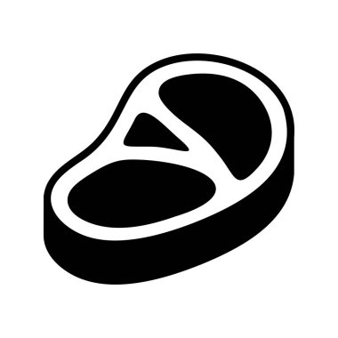 Çiğ domuz bifteğinin simgesi, beyaz üzerine izole edilmiş, restoran menüleri, kasaplar ve yemek malzemeleri için harika..