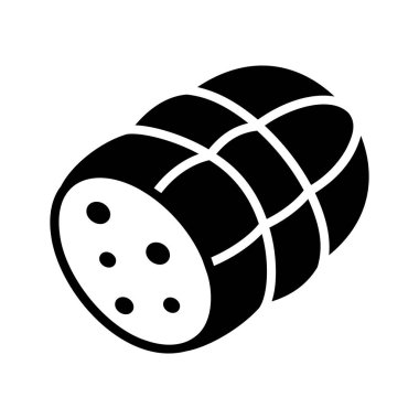 Haşlanmış sosis ya da şarküteri köftesi simgesi. Kasaplar, salamlar ya da gıda ürünleri tasarımı için birebir..