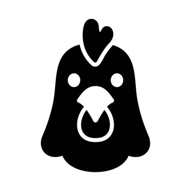 Tarak ve gerdanlı, çiftlik, kümes hayvanları veya yumurta ürünleri markalaştırma tasarımı için uygun bir tavuk veya tavuk kafası simgesi..