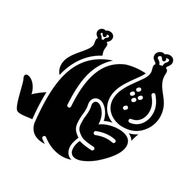 Pişmiş, kavrulmuş tavuk ya da hindinin simgesi. Bayram menüleri, yemek temaları ya da yemek hazırlama tasarımları için ideal..