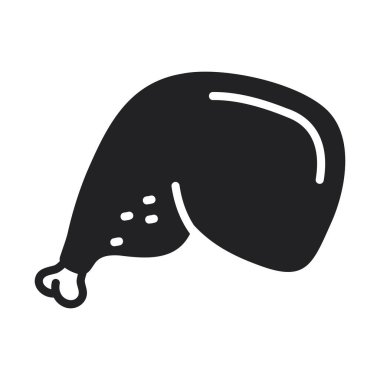 Pişmiş ya da kavrulmuş tavuk budu ya da uyluk kemiği simgesi. Fast food, yemek menüleri ya da kümes hayvanı reklamları için mükemmel..