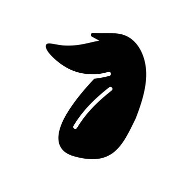 Tek bir tavuk ya da ördek kanadını gösteren siyah kabartma simgesi. Restoran menüleri, gıda uygulamaları veya ürün ambalajları için minimal düz tasarım ideali.