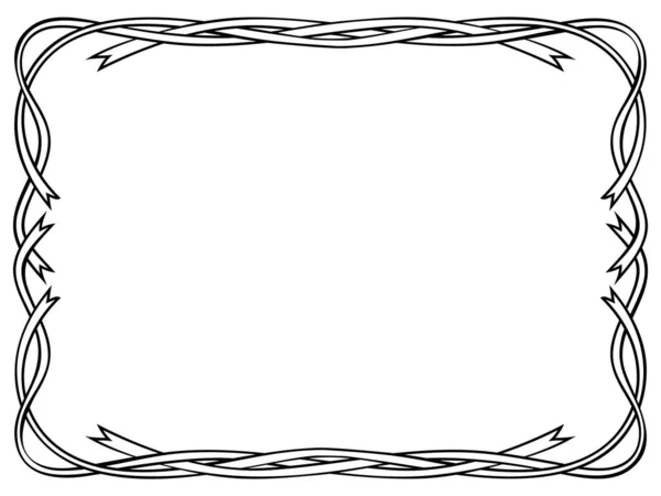 Black Ribbon Frame Isolated White Background — Stock Vector