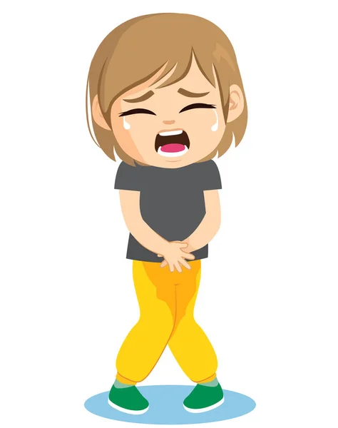 Little Boy Crying Because Made Pee His Trousers Vector Illustration — Stock Vector