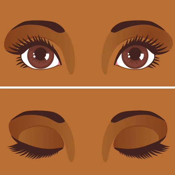 Vektor Illustration Ögon Närbild Med Långa Ögonfransar — Stock vektor