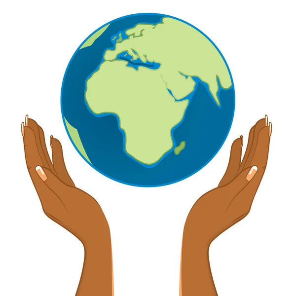 Vektorillustration Des Happy Earth Day Konzepts Weibliche Hände Halten Ätherischen — Stockvektor
