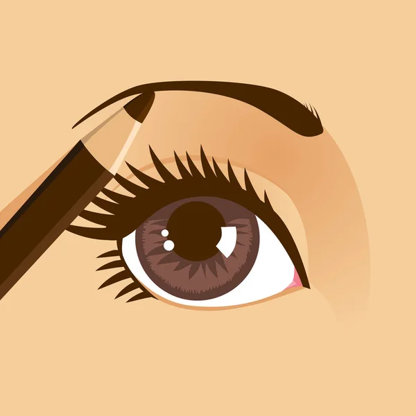 Vector Illustration Brown Pencil Shaping Eyebrow Beauty Clip Art — Stock Vector