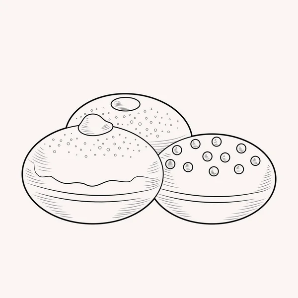 Ilustração Vetorial Donuts Doces Para Decoração Festival Happy Jewish Holiday — Vetor de Stock
