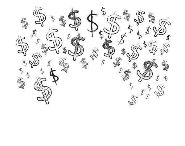 Векторна Ілюстрація Креслення Ескізів Доларових Символів Концепція Заробітку Великих Грошей — стоковий вектор