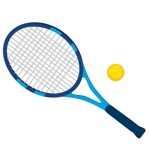 Beyaz Arkaplanda Tenis Raketi Sarı Top Simgesi Izole — Stok Vektör