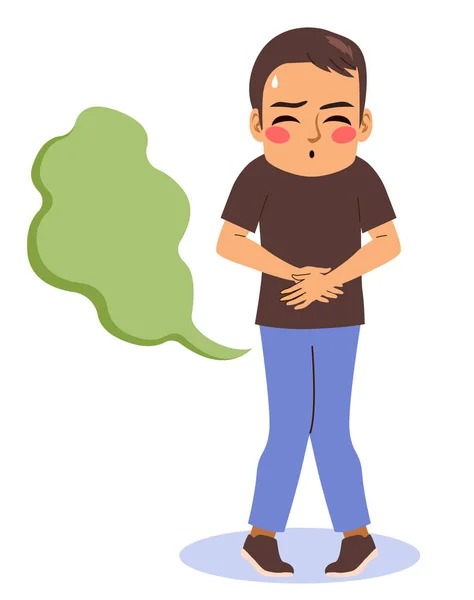 Man Farting Smelly His Bottom Due Health Problems Embarrassed Male — Stock Vector
