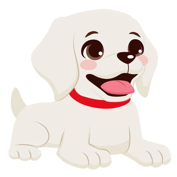 Labrador Retriever Puppy Feküdjön Padlón Vektor Illusztráció Aranyos Kutya Elszigetelt — Stock Vector