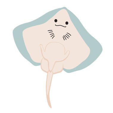 Vector illustration of cute ray stingray cartoon character isolated on white background clipart