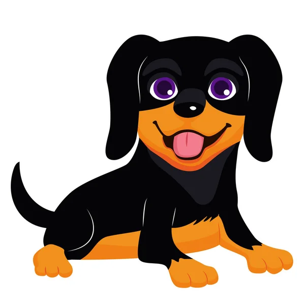 Cute Smiling Dachshund Puppy Dog Vector Cartoon Illustration Isolated White — Stock Vector