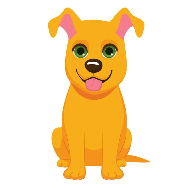 Cute Pomarańczowy Pies Siedzi Ilustracja Wektor Kreskówki Ikona Charakteru Zwierzęcia — Wektor stockowy