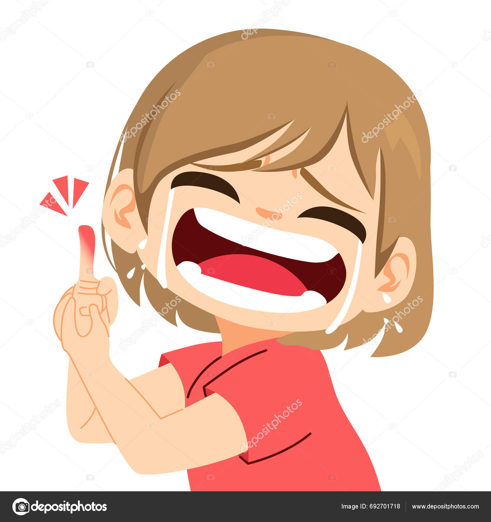 Niño Llorando Sosteniendo Herida Mano Vector Ilustración Dibujos Animados  Niño Vector de stock #692701718 de ©Kakigori, image size:1600x1700