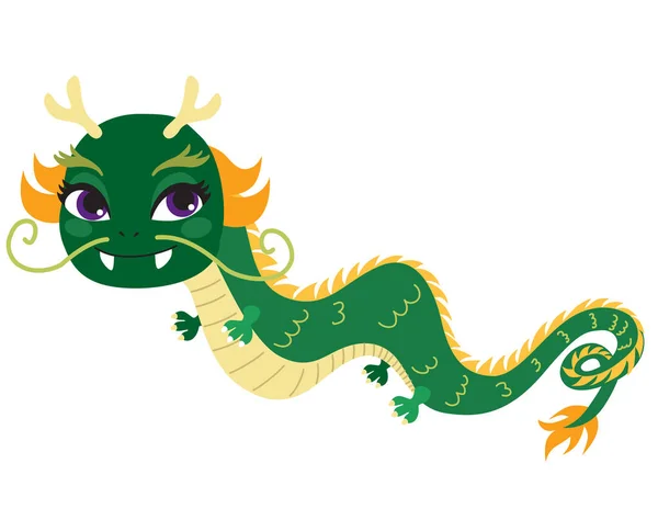 Söt Kinesisk Drake Tecknad Karaktär Illustration För Lunar New Year Royaltyfria illustrationer