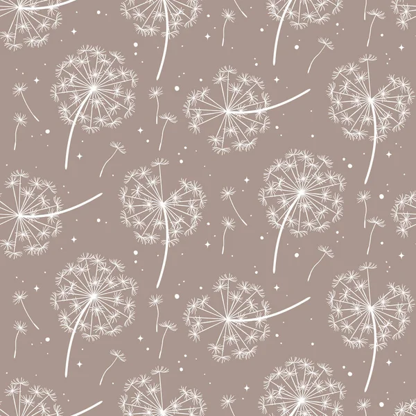 Hand Drawn Ornate Dandelions Seamless Pattern Graphic Style Isolated Vector — Stock Vector