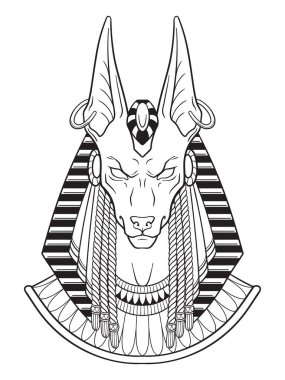Egyptian tarot card Death with Anubis ancient Egyptian god in gothic style hand drawn vector illustration. clipart