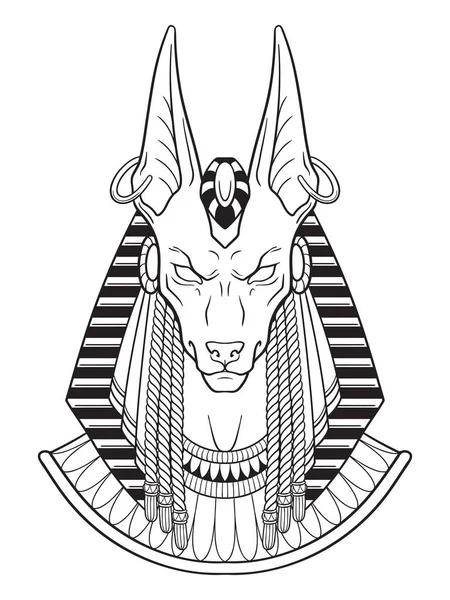 埃及塔罗牌死亡与阿努比斯古埃及神的哥特式手绘矢量图解 — 图库矢量图片