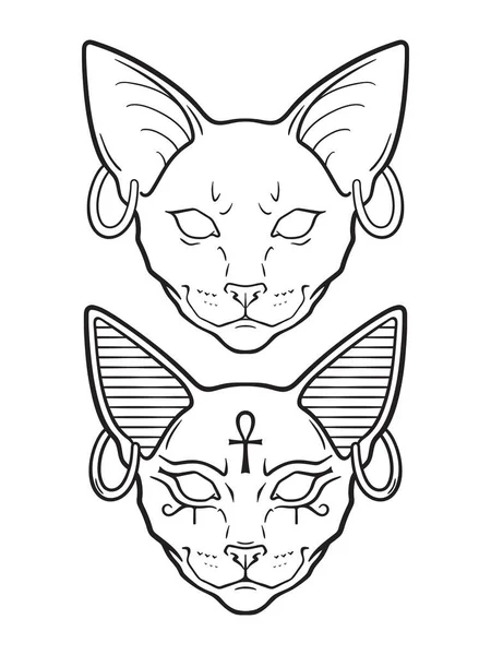 Bastet Nebo Bast Starověké Egyptské Bohyně Sphynx Kočka Gotickém Stylu — Stockový vektor