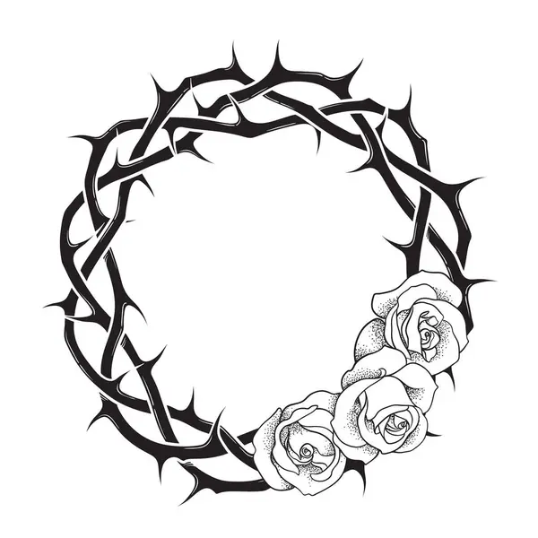 Crown Thorns Wreath Roses Hand Drawn Isolated Vector Illustration Flash Royalty Free Stock Vectors