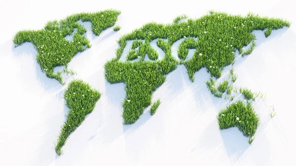 Esg Conceito Ambiental Social Governança Feita Grama Verde Mapa Global — Fotografia de Stock