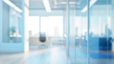 Parlak, ferah ve modern bir açık alanın bulanık arka planına sahip modern ofis içi