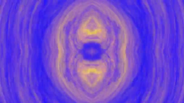 青と黄色のストライプのミラービデオアートスクリーンセーバー 抽象幾何学的サイケデリックな背景 ビデオアートグラフィックス — ストック動画