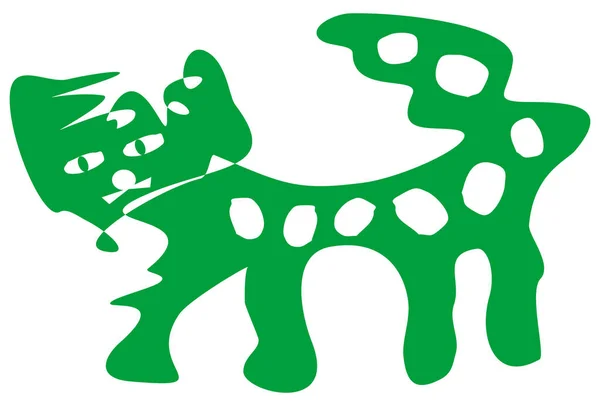 Fantasy Tecknad Rolig Grön Katt Vektorgrafik — Stock vektor