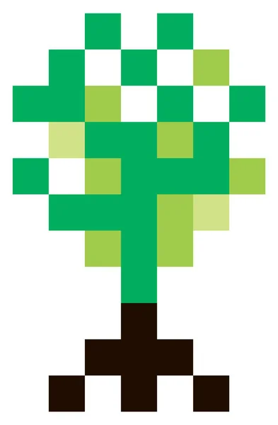 Árvore Vida Símbolo Espiritual Sagrado Ecológico Desenho Estilizado Grandes Pixels — Vetor de Stock