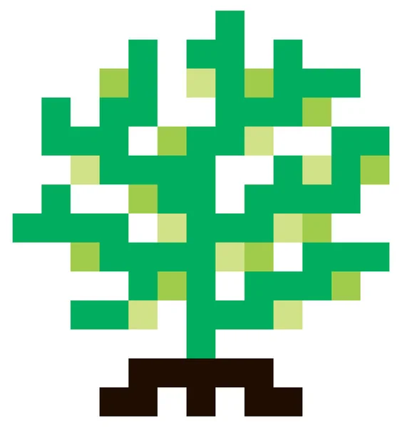 生命の木 精神的 神聖な 生態学的シンボル 大きな正方形のピクセルのスタイル化された図面 ベクトルグラフィックス — ストックベクタ