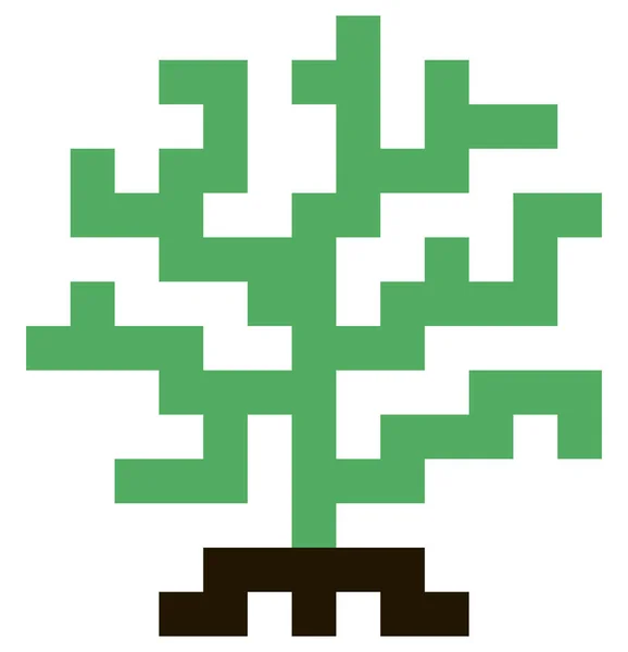 生命の木 精神的 神聖な 生態学的シンボル 大きな正方形のピクセルのスタイル化された図面 ベクトルグラフィックス — ストックベクタ