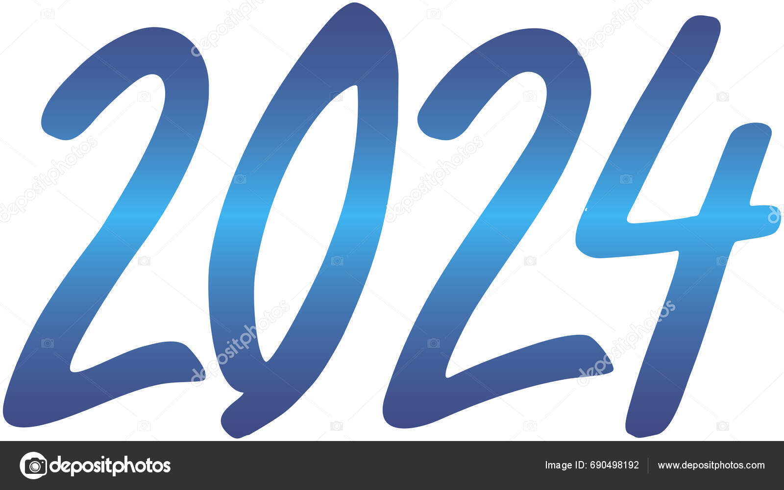 Text Inscription 2024 New Year 2024 Blue Gradient Vector Graphics Stock