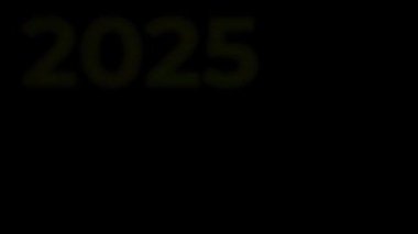 2025 yazısında, parlak renklerle parıldayan, siyah bir arkaplanda beliren. Yeni yılın amacı. Yeni yıl. Mektup, el yazısı. Video sanatı grafikleri
