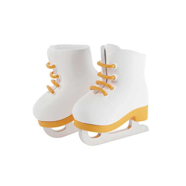Pair White Figure Skates Rendered Illustration Winter Activity Leisure Concept — Stock Photo, Image