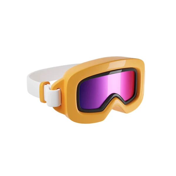 滑雪或滑雪板护目镜3D演示 带偏振镜的滑雪面罩 滑雪板和滑雪板设备 — 图库照片