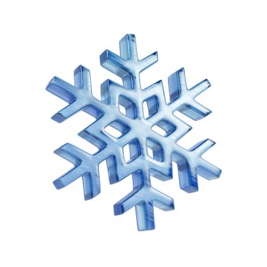 Mavi kar tanesi, yılbaşı süslemeleri... 3 boyutlu illüstrasyon. Yeni yıl ya da Noel tasarım unsuru. Mutlu yıllar ya da xmas konsepti